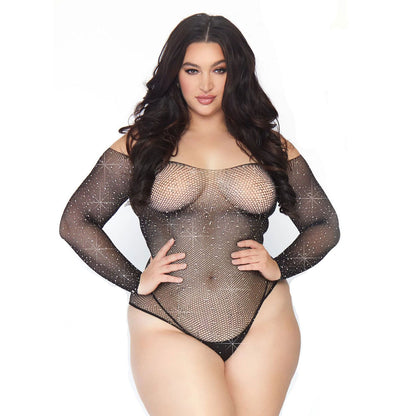 Leg Avenue Crystalized Long Sleeve Body Plus Size UK 18 to 22