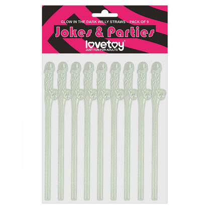 Lovetoy Pack Of 9 Willy Straws Glow In The Dark