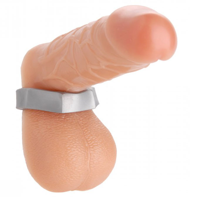 Silver Hex Heavy Duty Cock Ring and Ball Stretcher